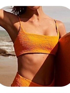 AILA BLUE x FP XL orange Alice smocked bikini top